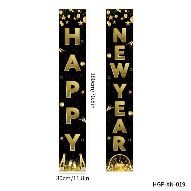 Decoración de pancarta de puerta de Nochevieja: la pancarta de puerta presenta carteles de 2025 y Feliz año nuevo, está llena de ambiente de fiesta de año nuevo, lo cual es ideal para decora