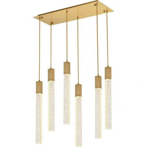 6 Light Pendant in Modern Style-24 inches Tall and 12 inches Wide-Satin Gold Finish Bailey Street Home 390-Bel-5047740