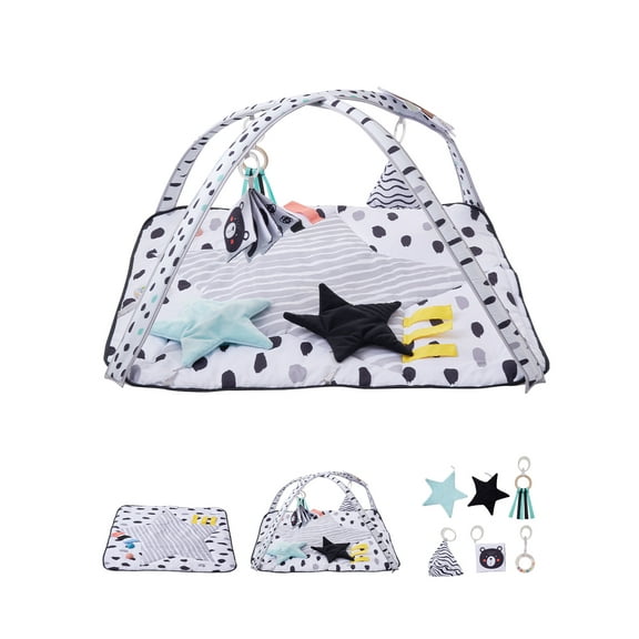 VEVOR Baby Play Gym Mat,Tummy Time Mat with 6 Sensory Toys, Baby Activity Mat with 2 Touch Balls & Soft Fabric for Sensory & Motor Skill Development, Baby Essential Gift for 0-18 Month Newborn Infant