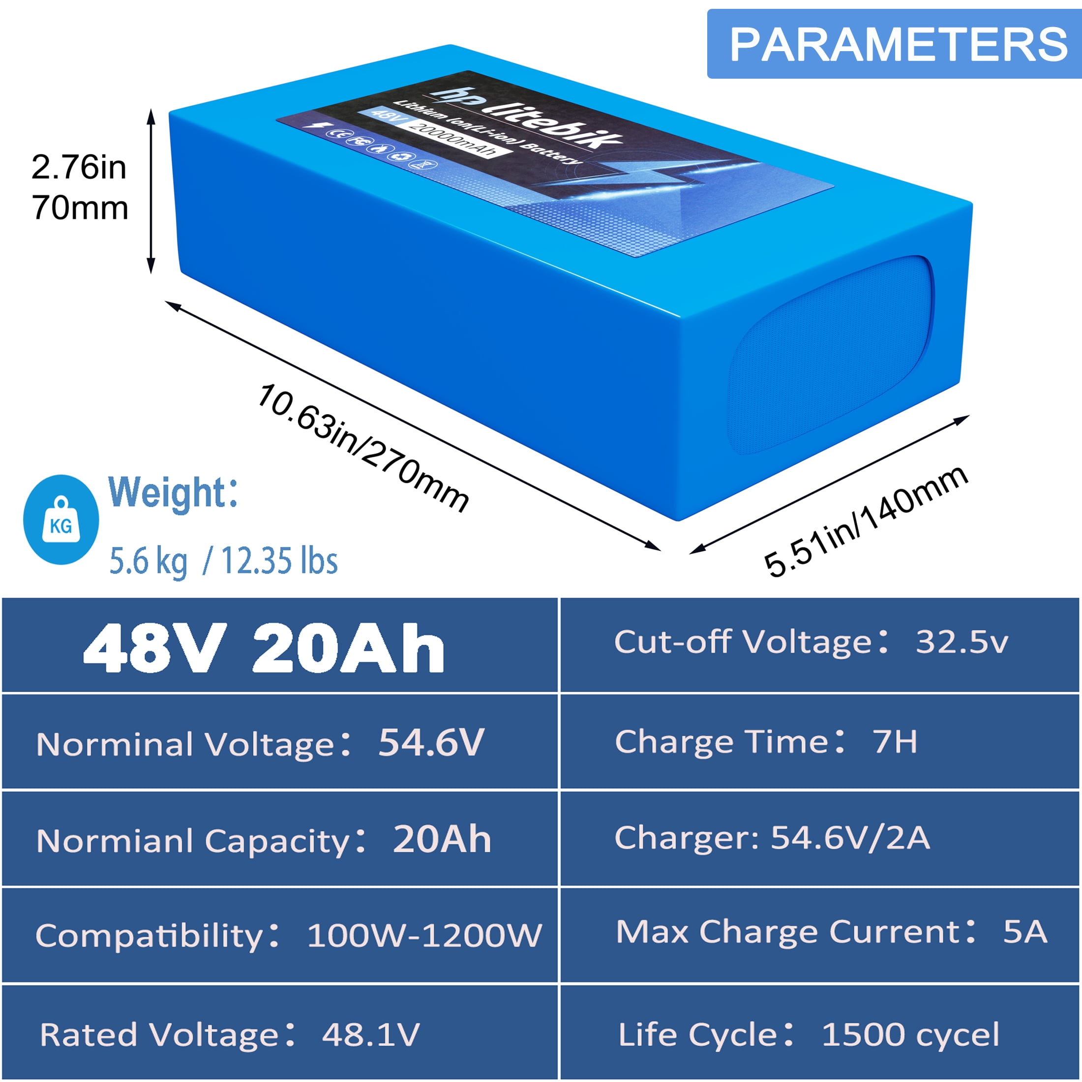 48v 20ah Battery Bicycle 48v Lithium Battery Pack Ebike Battery 1000W for Adult Electric Bike