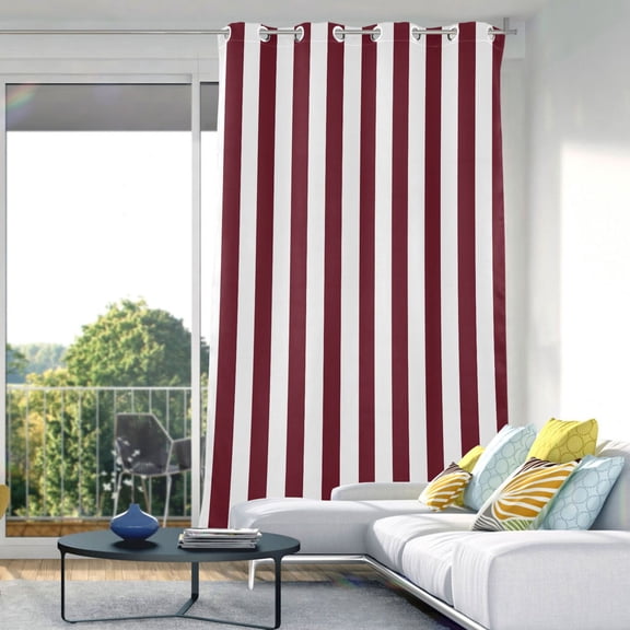 Blackout Curtains Window Curtain for Bedroom Living Room 1 Panel 82"x42" Dark Red and White Striped