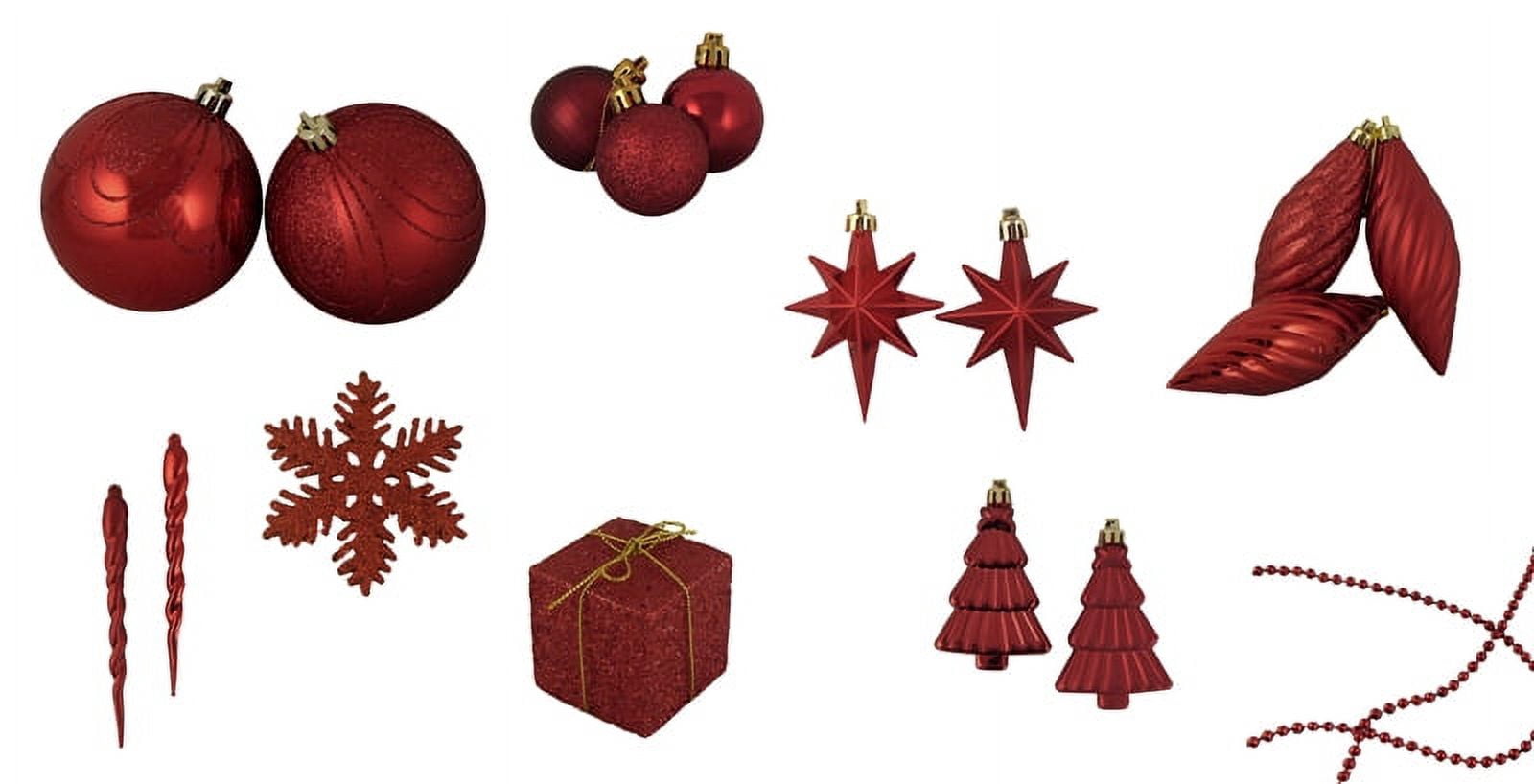 125-Piece Club Pack of Shatterproof Candy Apple Red Christmas Ornaments