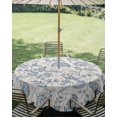 thumbnail image 3 of Outdoor Tablecloth with Umbrella Hole Zipper Blue Paisley Round Tablecloth 60" Waterproof Outside Table Cloth Vintage Boho Flower Botanical Leaf Branch Patio Table Cover Tablecloths for Picnic Party, 3 of 8