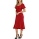 thumbnail image 2 of INSPIRE CHIC Vestidos Elegantes de Negocios para Mujeres con Escote Corazón, Manga Corta Abullonada, Vestido Midi Sirena L Rojo, 2 of 6