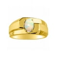 thumbnail image 1 of RYLOS Men's Rings 14K Yellow Gold Ring Classic Solitaire 7X5MM Oval Shape Gemstone Designer Band Opal African October Birthstone Rings For Men Size 9, 1 of 6