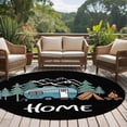 Camper 6FT Round Area Rugs for Living Room Home Mountain Pine Trees ...