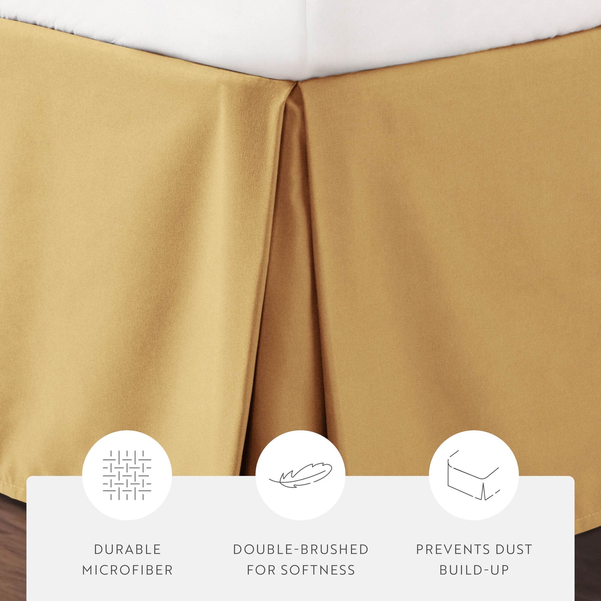 Noble Linens Gold Pleated Dust Ruffle Bed Skirt, Full