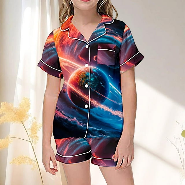 WEAIXIMIUNG Children Casual Comfortable And Stylish Short Sleeved Sleepwear Set 110