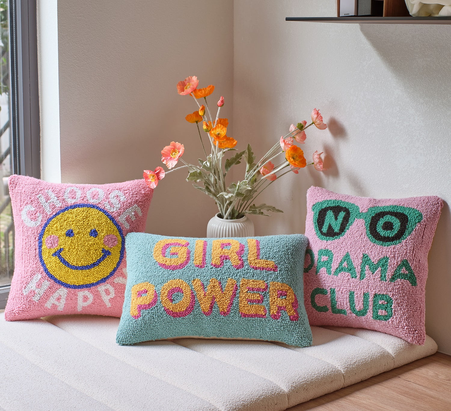 The Pillow Shoppe Cat W/Eye Glasses And Bow Hook Multicolor Decorative Pillow, 14"X20"