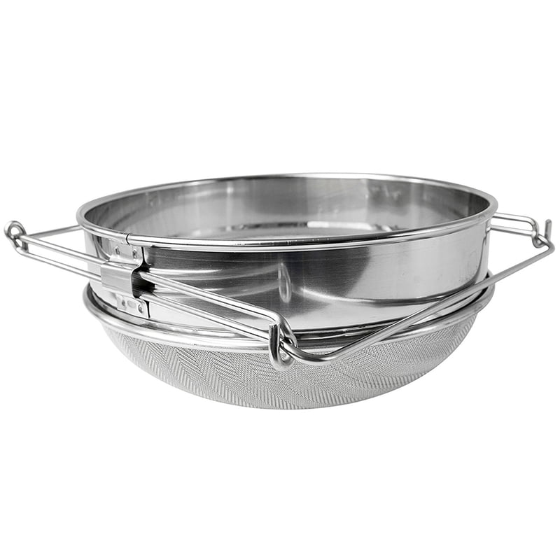 Stainless Steel Double Sieve Honey Strainer Food Filter with Extendable Arms 
