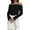 Black, variant on Women's Long Sleeve Off Shoulder Tunic Sweater Fall Winter Sexy Ribbed Knit Slim Fit Crop Tops