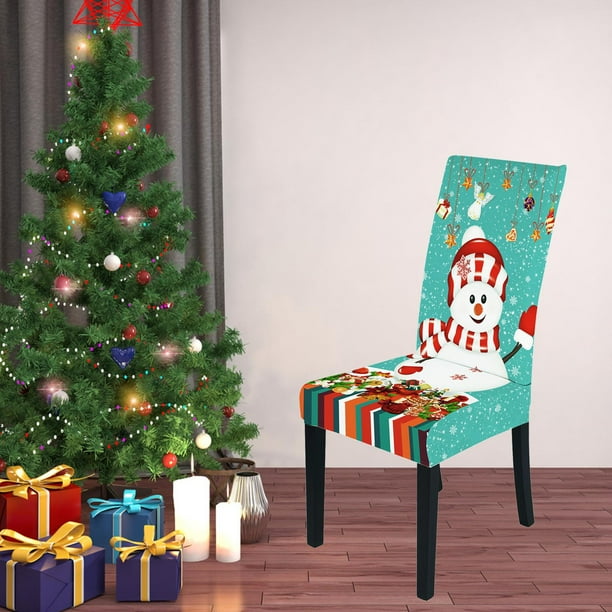 Cubiertas de silla removibles de poliéster Decoraciones de Navidad SILLA de SILLA de SILLA año aÑO PROTECTORES de SILLA de COMERIDO LÁFICABLE estilo 1 BLESIY fundas de comedor