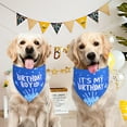 thumbnail image 4 of Dog Birthday Bandana Blue Boy Large 1PCS, Durable Triangle Reversible Scarf Bibs Handkerchief for Puppy Pet, 4 of 5