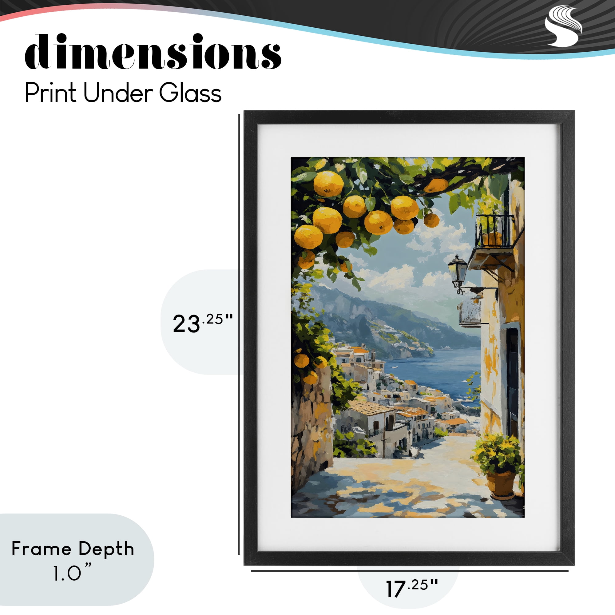 Stupell Industries Lemon Tree Overlooking Coast Black Framed Print Under Glass, design by Creative Studio