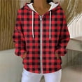thumbnail image 2 of Enjoytime Light Weight Jackets Womens Plaid Long Sleeve Zip Up Hoodie Fall Winter Fashion Casual Outerwear with Pockets, 2 of 8
