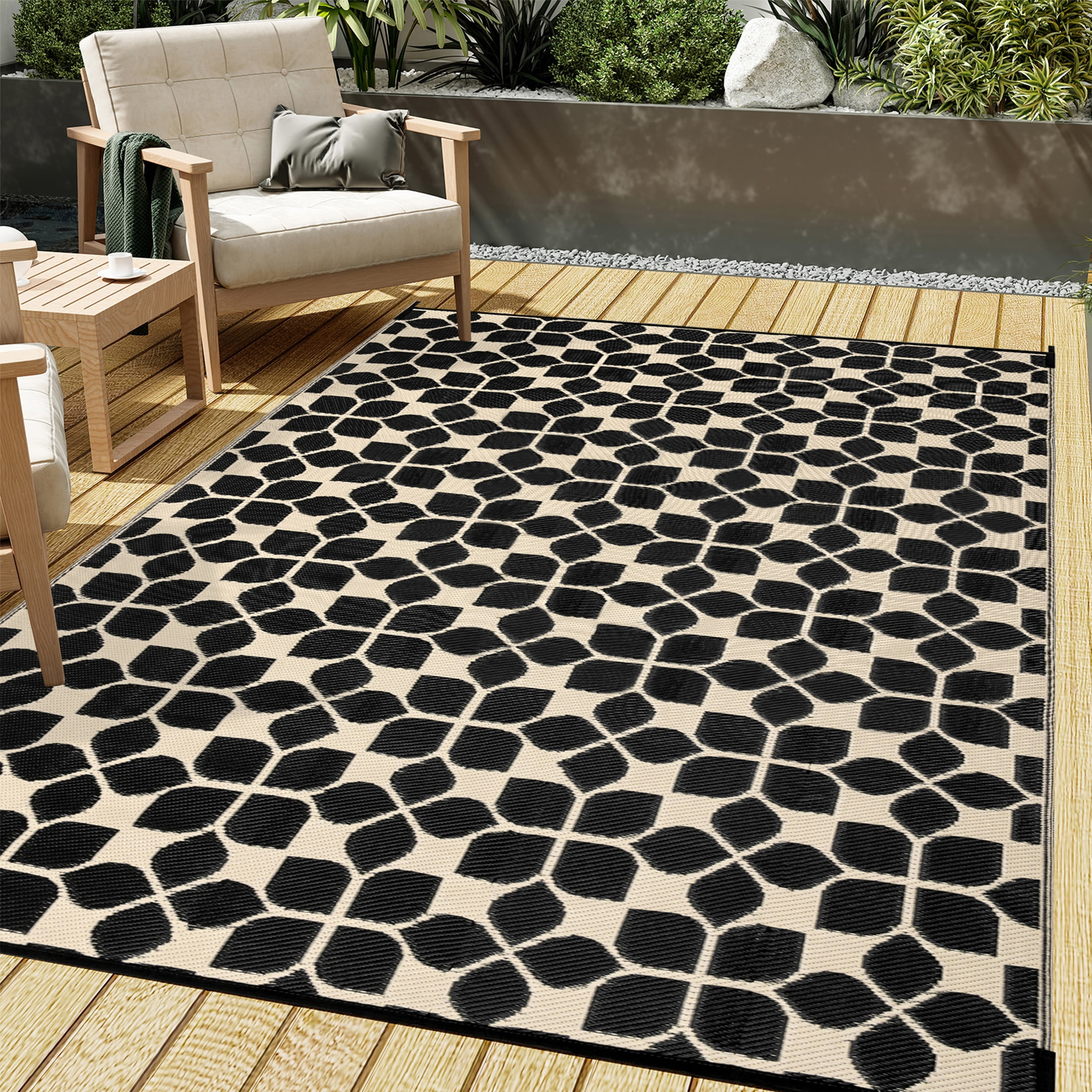 HUGEAR Outdoor Rugs on Sale Clearance 8'x10' Area Rugs Waterproof Patio Rugs, Plastic Camping