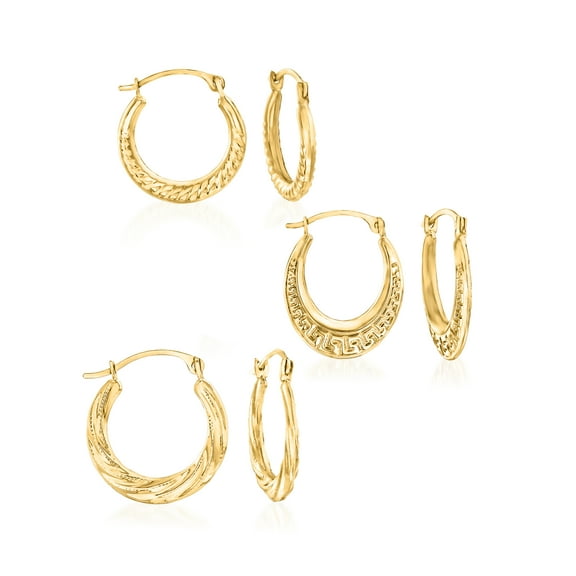 Ross-Simons 14kt Yellow Gold Jewelry Set: 3 Pairs Of Hoop Earrings, Women's, Adult