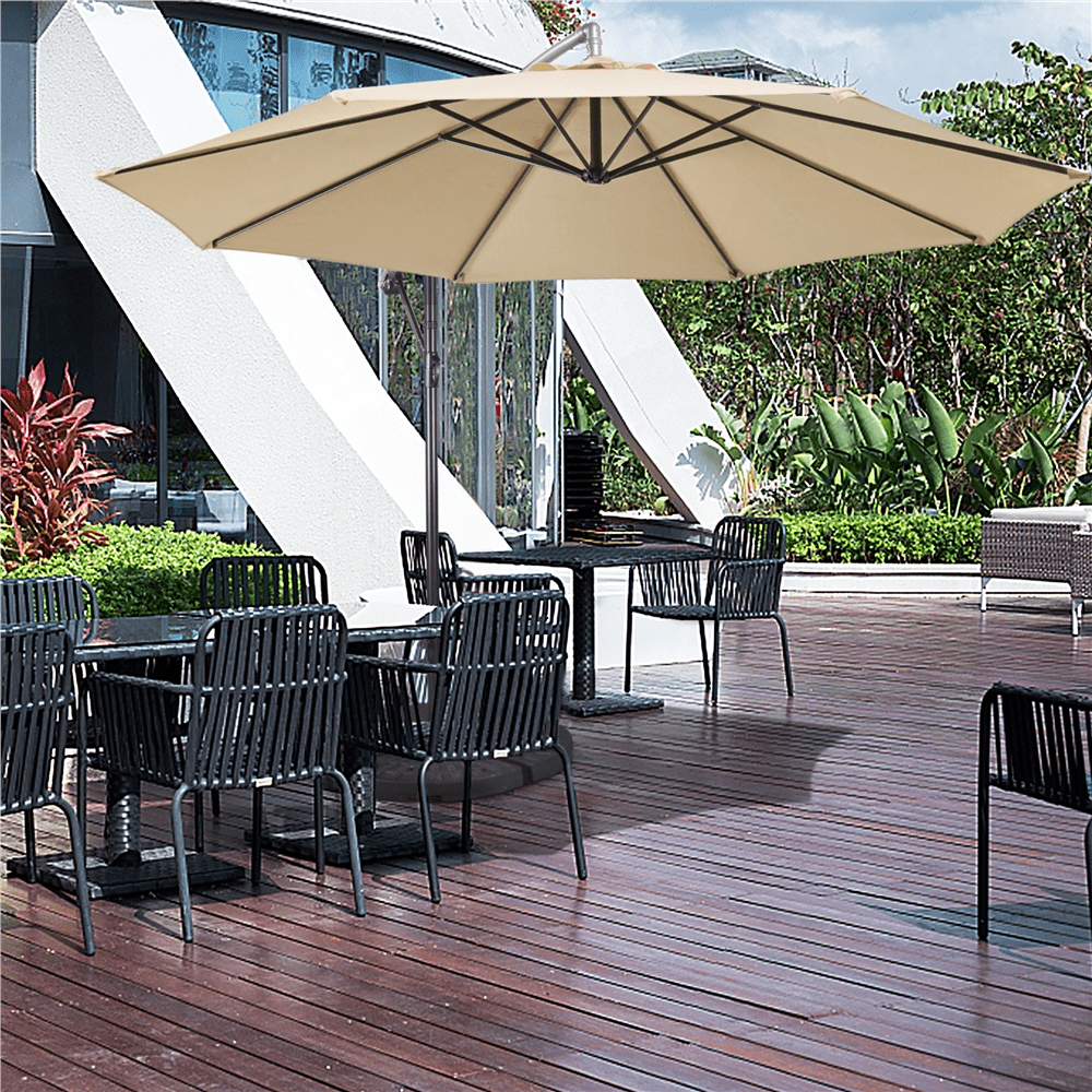 Renwick 10ft Offset Cantilever Patio Hanging Umbrella, Tan