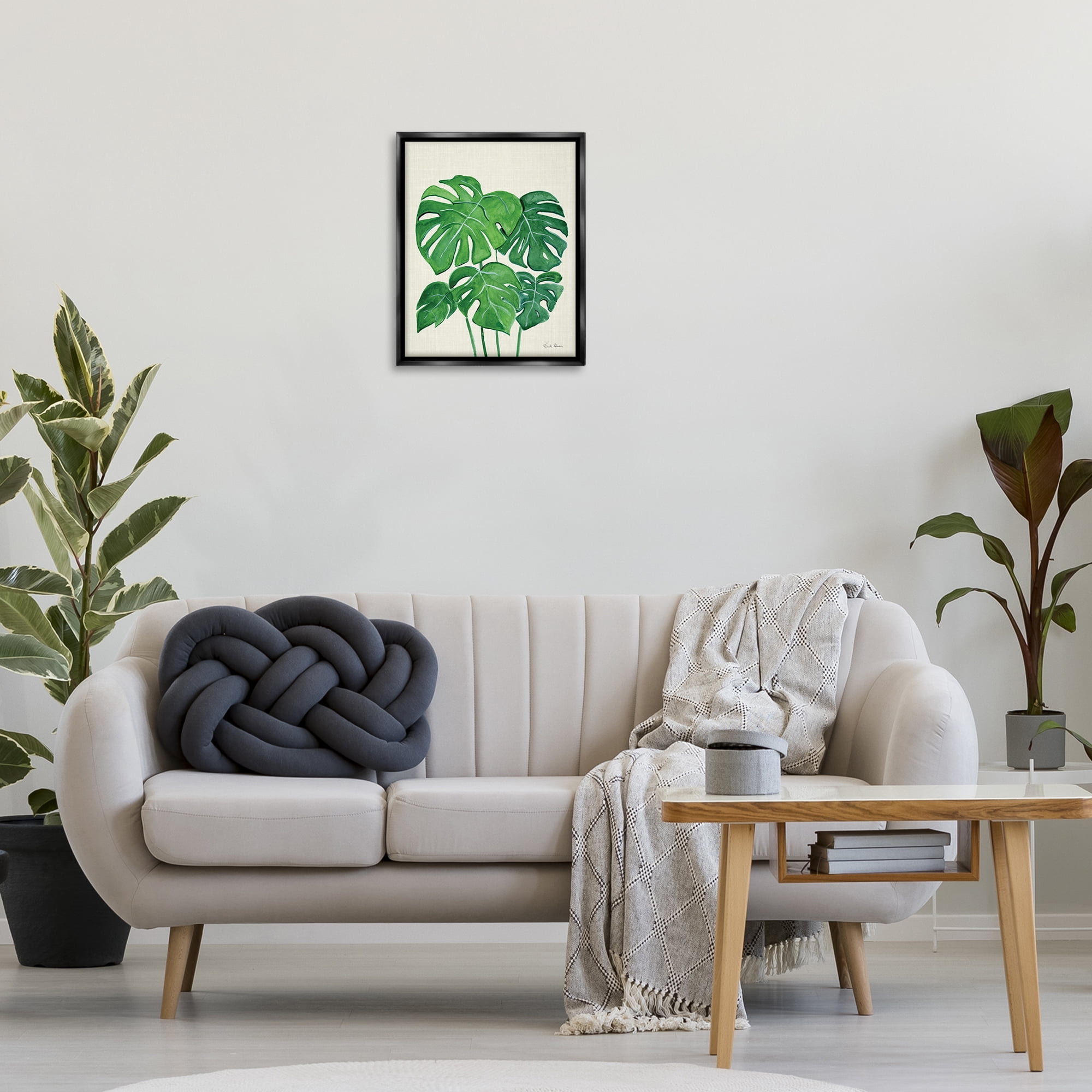 Stupell Industries Green Monstera Bundle Botanical & Floral Painting Black Floater Framed Art Print Wall Art, 17 x 21