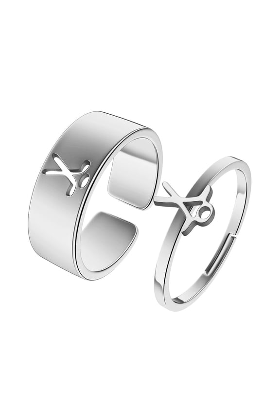 2pcs Hockey Couple Set Promise Ring Engagement Wedding Party Matching Adjustable Lover Ring