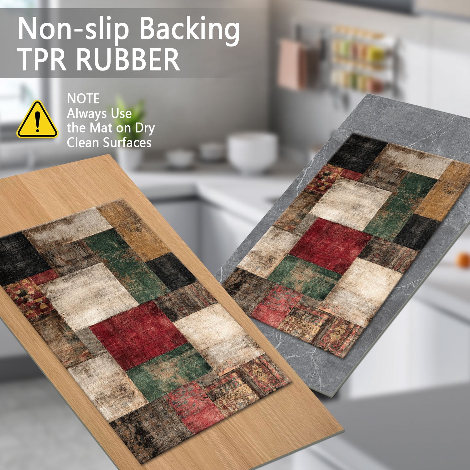 Three-Piece Kitchen Rug Set, Abstract Pattern Kitchen Hallway Rug, Soft And Comfortable, Suitable for Sinks, Floors, Entrances, Hallways, Bathrooms