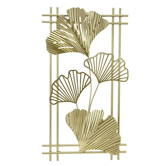 Arte de Pared Dorado, 45x25cm Decoración de Pared de Metal, Decoración Colgante de Pared de Hoja Dorada Escultura de Arte con Marco para Sala de Estar Oficina Hogar Hotel