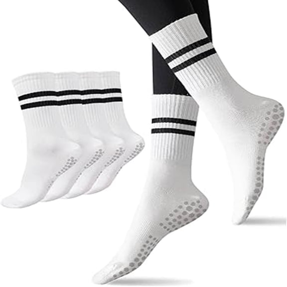 FREEYOKA Pilates Socks with Grips for Women, Yoga Non Slip Socks for Barre Hospital Workout Slipper Footies 2-4 Pairs