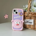 thumbnail image 2 of Kawaii Phone Cases Apply to iPhone 14,Cute Cartoon Pig Phone Case 3D Funny Purple Pig Case for Women Girls Soft Silicone Shockproof Cover for iPhone 14, 2 of 14