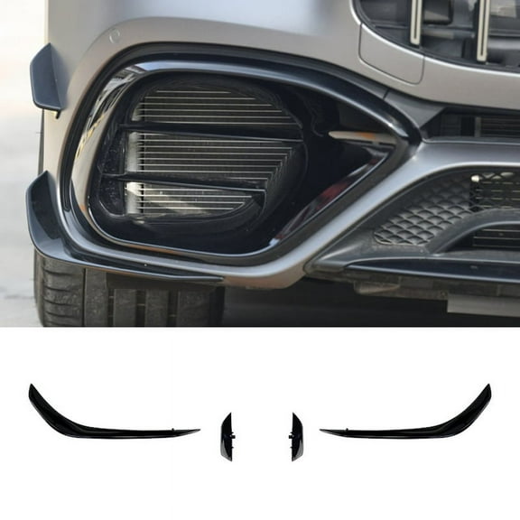 Front Bumper Spoiler for CLA45 C118 2020 2021 Glossy Black Bumper Spoilers Fog Lights Decorative Cover