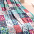 thumbnail image 3 of Blue Boho Pioneer Flower Patchwork Pattern Blanket,Comfortable Soft Lamb Wool Throw Blanket,All Season,Warm Lightweight Blankets for Sofa Bed Couch Living Room Chair,60"x80", 3 of 4