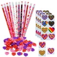 thumbnail image 1 of Set de papelería 4E Novelty para el Día de San Valentín para niños con 36 lápices, 36 gomas de borrar en forma de corazón y 104 pegatinas, 1 of 7