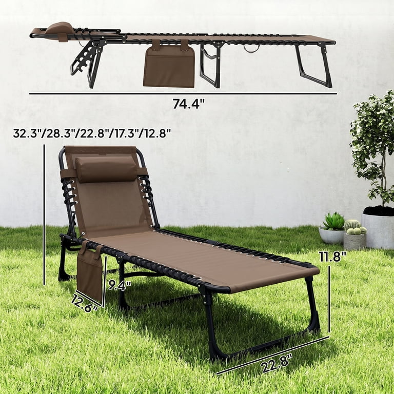 Outsunny Reclining Chaise Lounge with Adjustable Backrest, Brown photo 8