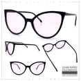 thumbnail image 2 of SA106 Womens Oversized Cat Eye Goth Pop Color Lens Plastic Sunglasses Black Frame - Pink Lens, 2 of 7
