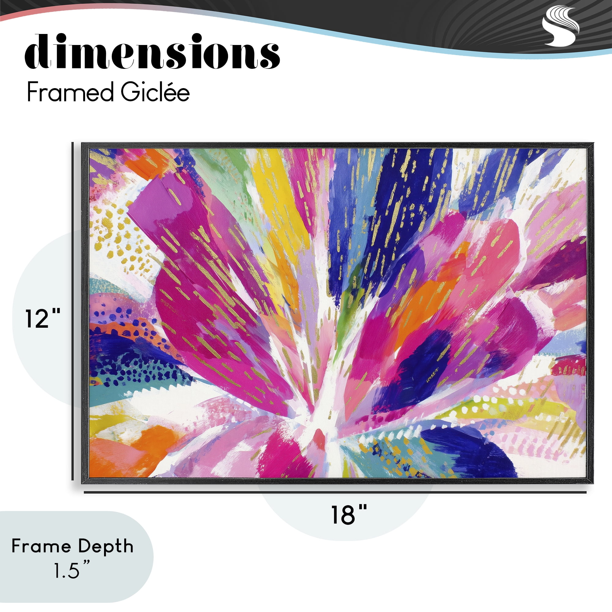 Stupell Industries Flower Burst in Vibrant Tones Black Framed Giclee Art, design by Chromatic Storm Studio