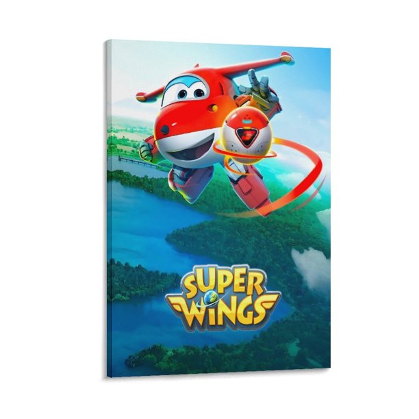 Super Wings Cuadro decorativo colgante - Arte de pared - Póster enmarcado - Decoración de pared - Regalos para familia, amigos y aficionados 20*30 cm