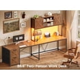 thumbnail image 3 of Farmhouse L Shaped Computer Desk with 2 Drawers and Storage Shelves, Reversible 86.6" Gaming Desk with LED Lights, Corner Office Desk for Home Office, Bedroom, Living Room, 3 of 7