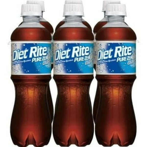Diet Rite Pure Zero Cola, soda, No Caffeine, 6 pack of 16.9 oz bottles