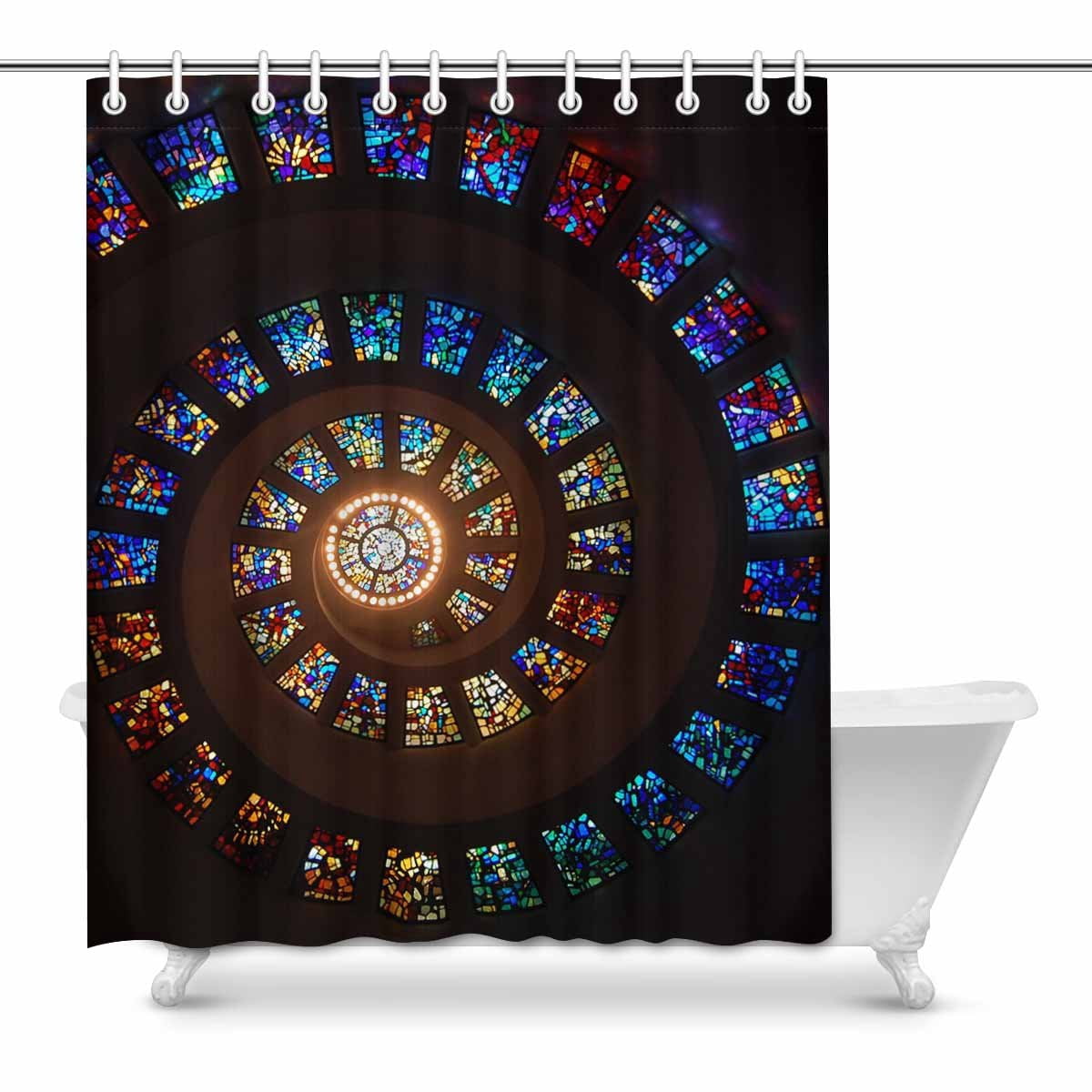 MKHERT Stainedglass Shower Curtain Bath Curtain Waterproof Fabric