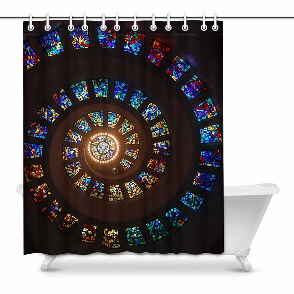 MKHERT Stainedglass Shower Curtain Bath Curtain Waterproof Fabric