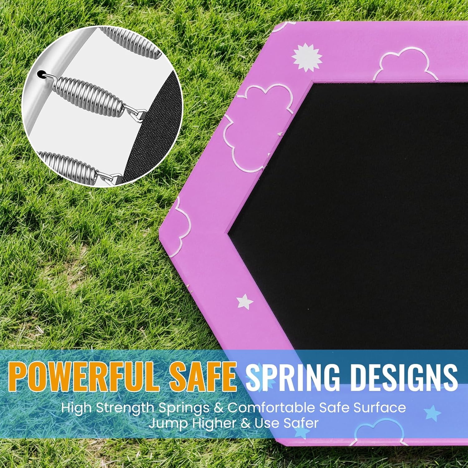 Baxluxe Toddler Trampoline for Kids Ages 3-8, 55in 7-in-1 Upgraded Pink Indoor Trampoline with Net ,500lbs Capacity Safe Trampoline, Mini Trampoline Boys Girls Toys Adjustable Height