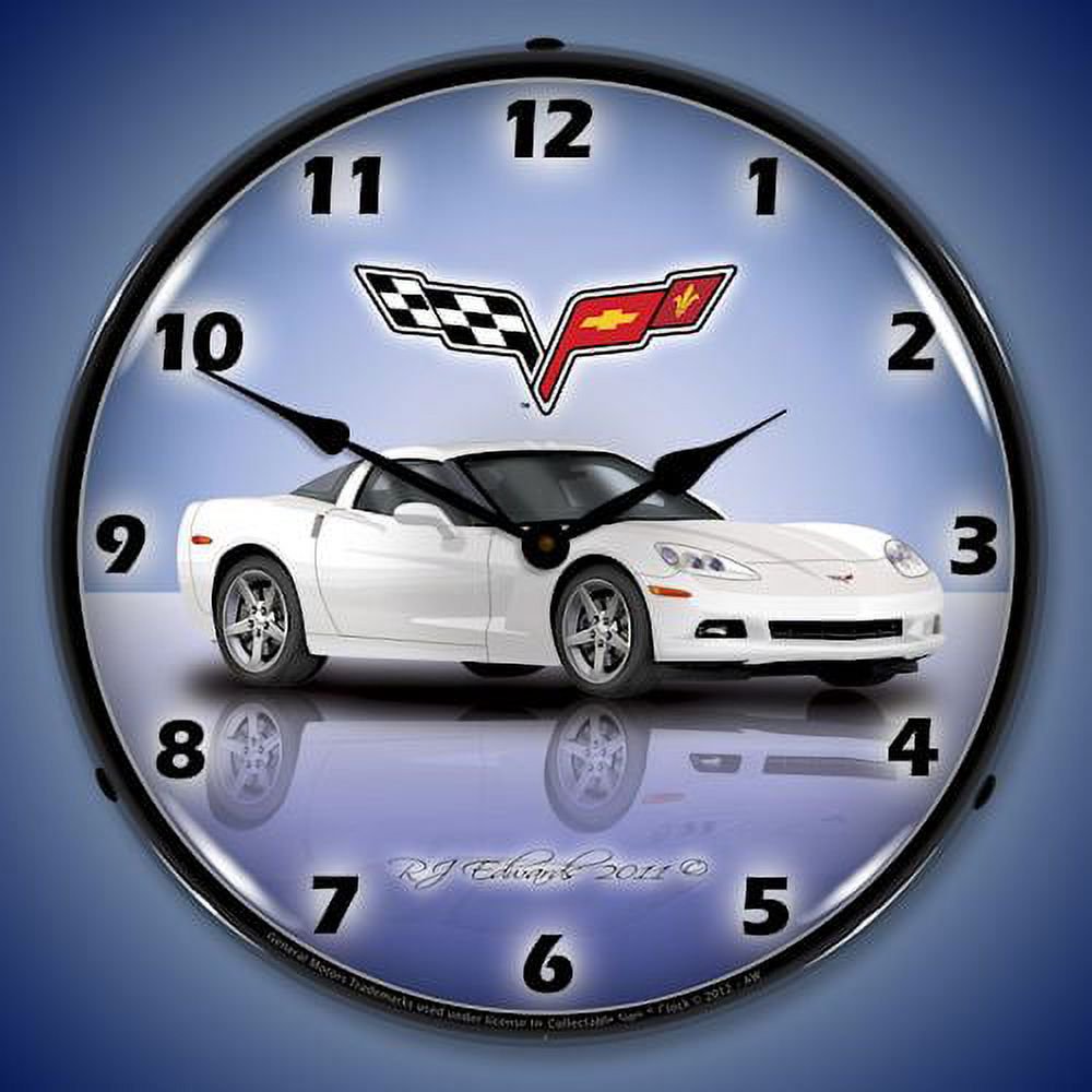 C6 Corvette Lighted Clock - Arctic White