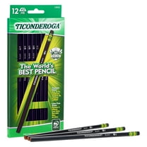 Ticonderoga Number 2 Soft Pencils, Wood-Cased Graphite Black Pencil, 12 Count
