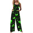 thumbnail image 3 of BiZtdJrK Lightning Sale, Saint Patricks Day Rompers for Women Cotton Linen Comfy Lounge Jumpers Trendy Shamrock Printed Overalls with Pockets Green S, 3 of 8