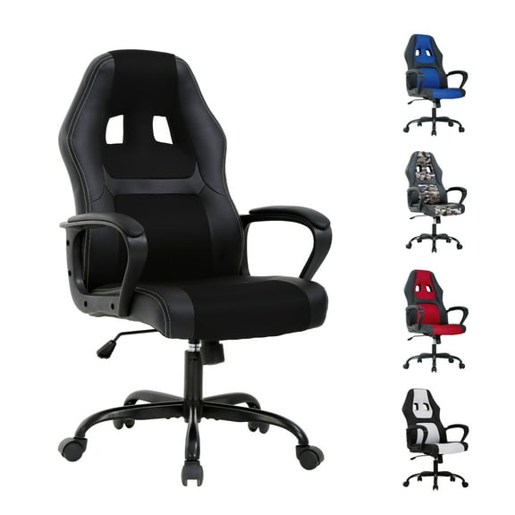 CL.HPAHKL PC Gaming Chair, Ergonomic Computer Chair PU Leather Gamer Chair with Headrest and Lumbar Support, Height Adjustable Video Game Chair Gaming Chair for Adults Teen, White