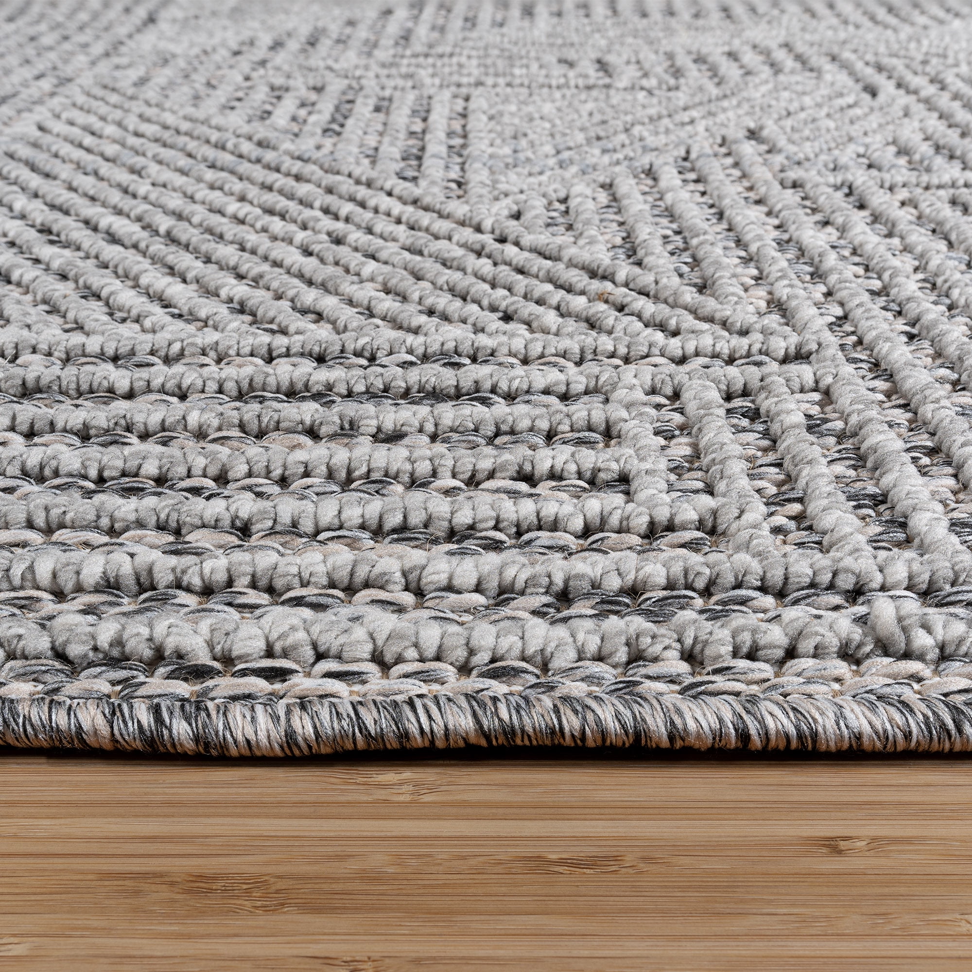 Malini Devyn Charcoal Gray Modern Geometric High-Low Area Rug, 9x13