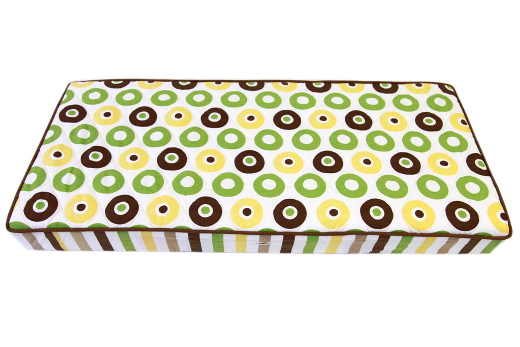 Bacati - Mod Dots/Stripes Green/Yellow/Beige/Brown Neutral Quilted Changing Pad Cover
