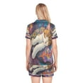 thumbnail image 3 of Women Silk Pajama Sets Causal Outings Fashion Artistic Cat with Moon Pattern Home, 3 of 7