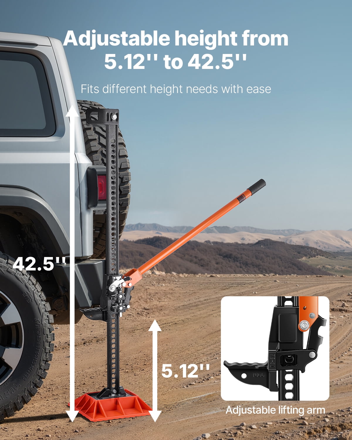 VEVOR Farm Jack with Base, 48" Utility High Lift Farm Jack, 3.18 Ton (7,000 lbs) Capacity Ratcheting Off Road Utility Jacks, Heavy-Duty Lift Jacks with 5.12"-42.5" Lifting Range for Tractor,Truck,SUV