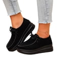 thumbnail image 2 of Willtoo Platform Shoes for Women Faux Suede Lace Up Casual Shoes Thick Sole Round Toe Sneakers, Non-Slip Comfortable Walking Footwear, 2 of 6
