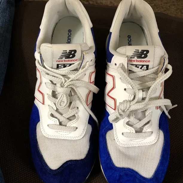 Sz 10 New Balance Mens 574 ENCAP White / Blue Casual Sneakers
